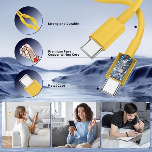 Ultimate Fast Charging Solution for i Phone 16/15 Pro Max – 45 W Dual Port USB-C Charger Block (2-Pack) with Extra Long 60 W Cables – PD Quick Adapter 3.0 for Enhanced Device Compatibility and Speed – Perfect for Home or On-the-Go Charging