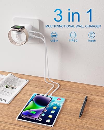 36 W Fast Charging Block for Apple Devices – Dual Port Wall Charger with Built-in Apple Watch Dock, Foldable Design for i Phone & Air Pods – Ultimate Compatibility and Portability for On-the-Go Users