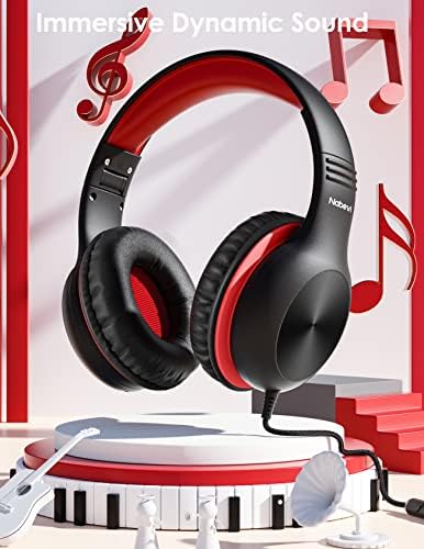 Premium Kids Over-Ear Headphones with Built-In Microphone – Safe Volume Control, Lightweight Dark Green Design for Online Learning & Travel, HD Sound Quality, Collaborative Audio Sharing Feature for Enhanced Learning Experiences