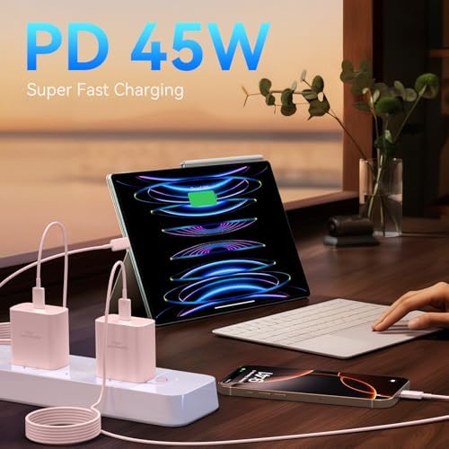 Elevate Your Charging Experience with the 45 W Super Fast USB-C Charger and 6.6 FT Cable – Optimal for i Phone 16 Pro Max, i Pad, and Android Devices – Compact, High-Efficiency Power Adapter with Advanced Safety Features for On-the-Go Users