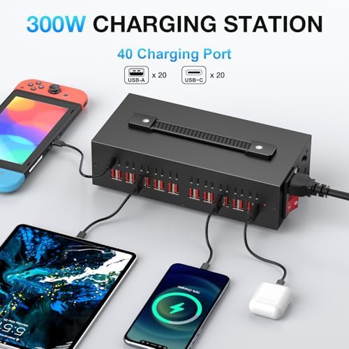 200 W USB-C Charging Hub with 20 Ports – Fast Charge Station for i Phone, i Pad, Kindle, and More – Multi-Device Power Solution with Enhanced Safety Features – Portable USB Wall Charger for Home and Office Use – Efficient Multi-Device Charging Station