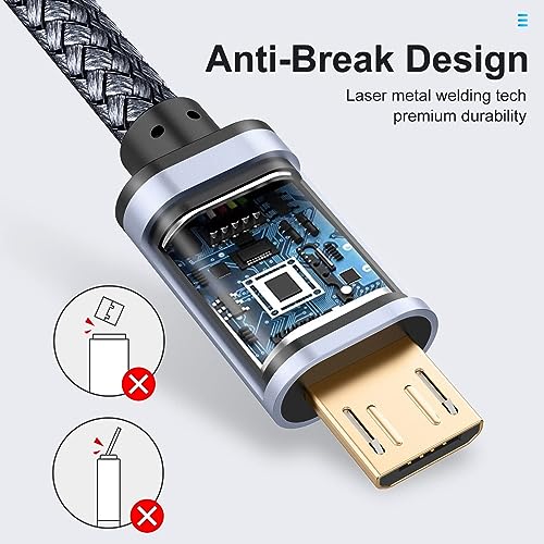 Meokse 50 FT Micro USB Charging Cable – Extra-Long Nylon Braided Fast Charger for Android Devices, Ideal for Samsung Galaxy S7/S6 Edge/S5, LG G4, HTC, PS4, Cameras, and MP3 Players – Unmatched Durability and Convenience for All Your Charging Needs