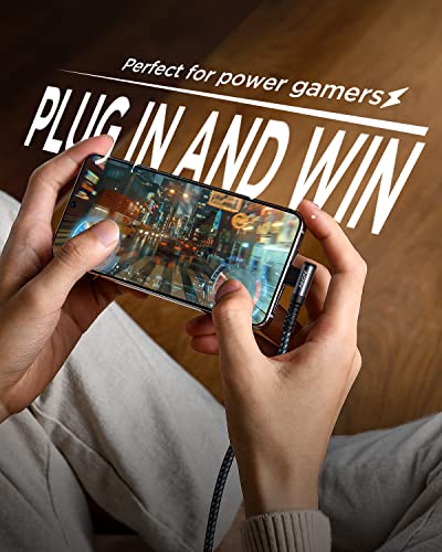 AINOPE Right Angle USB C Cable – 2-Pack (10 ft + 10 ft) Fast Charging 3.1 A Nylon Braided Charger for Enhanced Device Compatibility, Ideal for Gaming and Multitasking, Durable Black Design