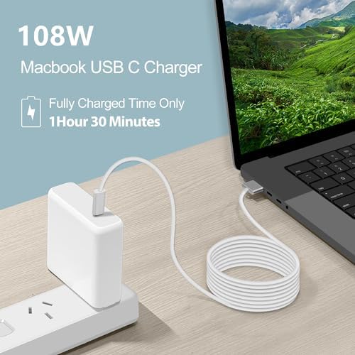 96 W USB-C Power Adapter with 6.6 ft Cable for Mac Book Pro and Air – Ultra-Fast Charging, Enhanced Compatibility, and Intelligent Safety Features for Optimal Device Lifespan – Perfect for Mac, i Pad Pro, and USB-C Laptops