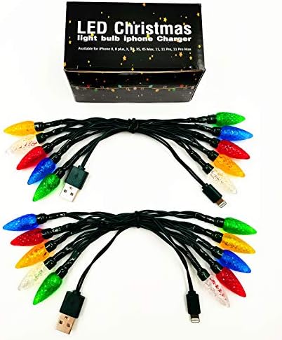 Illuminate Your Charging Experience with the WIND Set of 2 Christmas Light Phone Charger Cords – 50-Inch USB Multicolor Lightning Cables for i Phone 6, 7, 8, X, XR, XS, 11 Pro Max & i Pad – Festive LED Ambiance Meets Enhanced Charging Speed and Compatibility