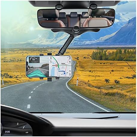 XINLIYA 360° Rotatable Car Phone Holder for Rearview Mirror – Universal Mobile Device Mount for Enhanced Driving Safety and Convenience, Retractable Design for Optimal Viewing Angles, Easy Installation and Sturdy Construction for All Vehicles