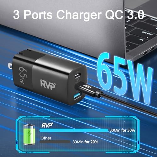 Ultimate 65 W USB-C Fast Charger: Triple Port Compact Adapter with Foldable Design for On-the-Go Convenience and Universal Device Compatibility