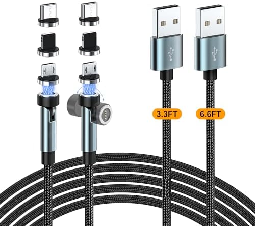 Transform Your Charging Routine with the 7-Pin Magnetic USB C Cable – Ultra-Fast 3 A Phone Charger Featuring 360° Rotating Connector for Effortless Use, Compatibility with Android & i OS Devices, and Durable Construction for Everyday Reliability – Includes Two Versatile Cables for Home and Travel Convenience