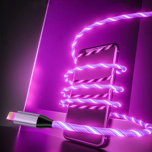 LED Light-Up i Phone Charging Cable – MFi Certified 6 FT USB A to Lightning Fast Charger for i Phone 13, 12, 11, X, XS, XR, 8, 7, 6 S, 5 S, i Pad, i Pod Touch (Durable Purple Design) – Effortless Monitoring & Enhanced Speed