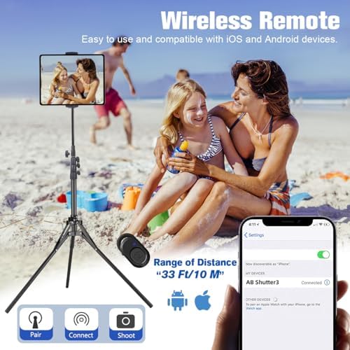 Lusweimi 72-Inch Adjustable i Pad Tripod Stand with 360-Degree Rotating Gooseneck – Versatile Tablet Holder Compatible with i Phone and 4.7-12.9″ Devices for Enhanced Viewing Comfort and Productivity