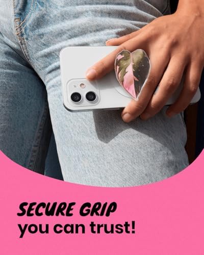 Tropical Leaf Mag Safe-Compatible Collapsible Phone Grip Stand – Chic Acrylic Smartphone Accessory for Optimal Stability and Comfort, Ideal for Hands-Free Viewing and On-the-Go Convenience (Crystallinum Dark)