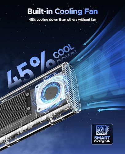 ORICO Transparent M.2 NVMe SSD Enclosure – Ultra-Fast USB 3.2 Gen 2 Adapter for PCI-E M-Key SSDs (2280/2260/2242/2230) – Lightweight and Durable External Solid State Drive Case with Tool-Free Setup and USB Type-C Support for Seamless Data Transfer