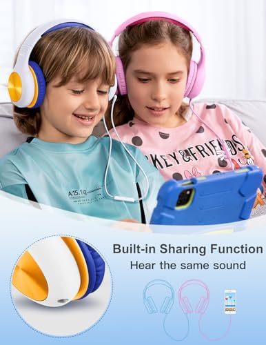 Premium Kids Over-Ear Headphones with Built-In Microphone – Safe Volume Control, Lightweight Dark Green Design for Online Learning & Travel, HD Sound Quality, Collaborative Audio Sharing Feature for Enhanced Learning Experiences