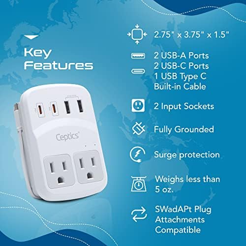 Ultimate Compact Travel Power Adapter for UK & Ireland – Dual USB & USB-C Fast Charger with 3.1 A Output – Type G Plug Converter for Seamless Global Connectivity in Hong Kong, England, Dubai, and Saudi Arabia – Safe, Efficient Design for Smart Travelers