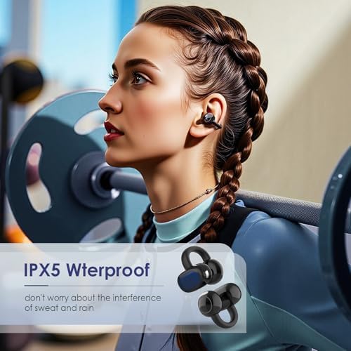 Open Ear Wireless Earbuds with Advanced Bluetooth 5.4 – Ultra-Lightweight Sports Headphones for Active Lifestyles, 40 Hours Playtime, Smart Battery Display, Waterproof Design & Ambient Sound Awareness for Enhanced Safety