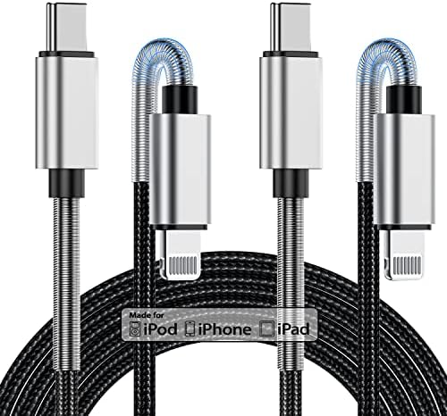 10-Foot Apple MFi Certified USB C to Lightning Charging Cable – Dual Pack High-Speed i Phone Charger for 14/13/12 Series and i Pad – Durable Long Charging Cord for Ultimate Convenience and Flexibility