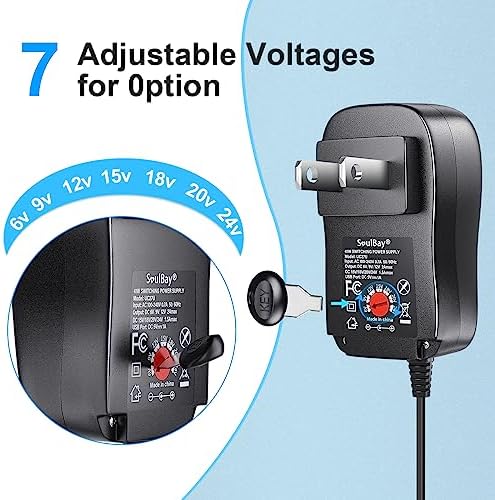 Universal 41 W AC/DC Power Adapter with 11 Interchangeable Tips – Multi-Voltage Charger for Cameras, Speakers, Humidifiers, and LED Strips – Reliable, Compact, and Safe Power Supply for All Your Devices with Short Circuit Protection