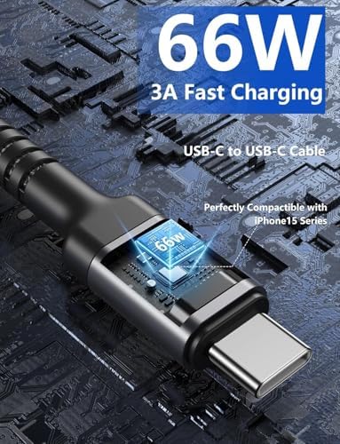 10 FT USB-C to USB-C Charging Cable 2-Pack – Premium Fast Charge & Data Transfer Solution for i Phone 16, Samsung Galaxy S23, LG, Nintendo Switch – Flexible, Durable Nylon Braided Design for Ultimate Convenience and Longevity