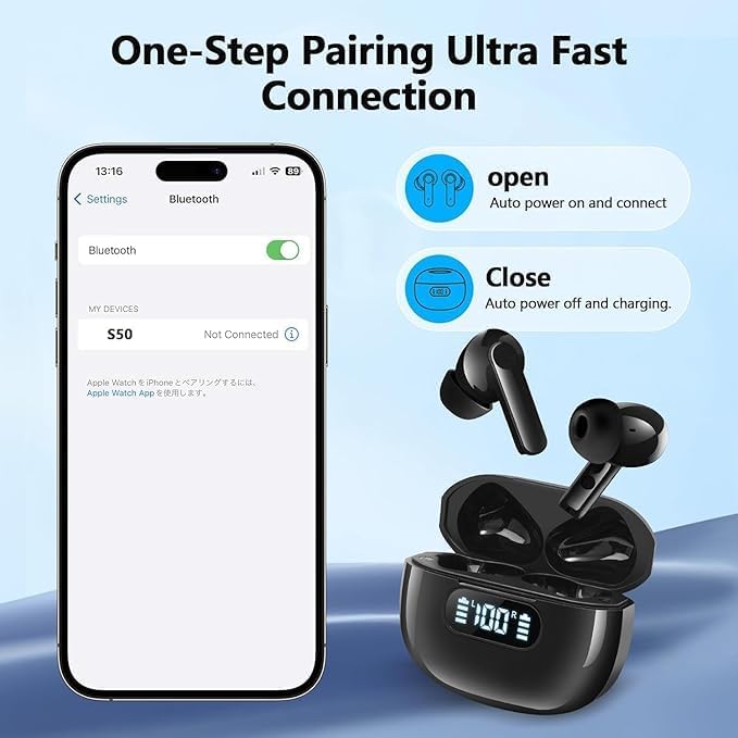 Advanced Bluetooth 5.4 Wireless Earbuds – Immersive Hi-Fi Stereo Bass Headphones with 4 ENC Noise Cancelling Mics, 48-Hour Battery Life, IPX7 Waterproof for Active Lifestyles, Compatible with Android, i OS & Laptops – Ultimate Sound Quality for Sports and Everyday Use