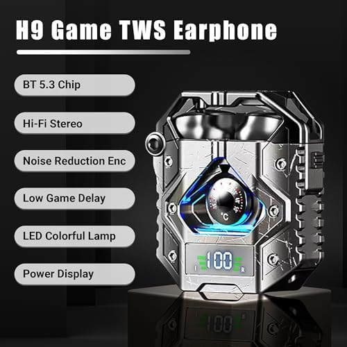 H09 Bluetooth 5.3 Wireless Earbuds – Superior Hi-Fi Sound with Advanced Noise Cancellation, IPX7 Waterproof Design, Long-Lasting Battery Life, Low Latency Mode for Gamers – Perfect for i Phone and Android Users (Black) – Elevate Your Listening Experience