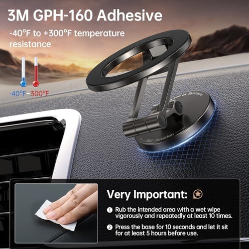 SYNCWIRE Mag Safe Car Mount – Advanced Magnetic Phone Holder for Secure Dashboard Use, 360° Flexible Rotation for i Phone 12-16 Pro Max – Optimal Safety & Enhanced Accessibility While Driving
