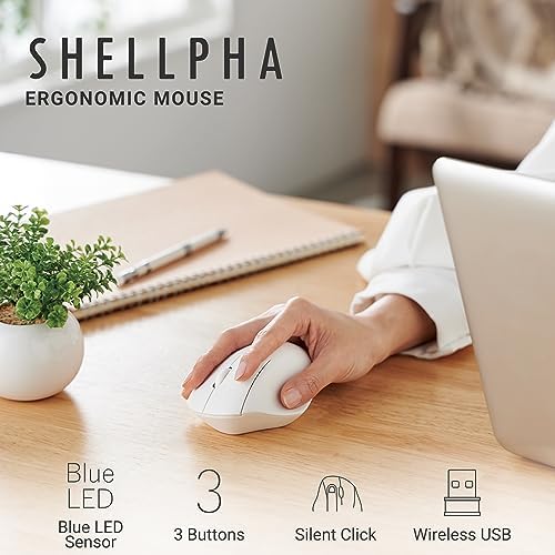 Elevate Your Productivity with the ELECOM Wireless Ergonomic Mouse – Silent Click, 2000 DPI Precision, 20-Month Battery Life, and Stylish White Design for PCs, Macs, and Laptops – Perfect for Home or Office Use
