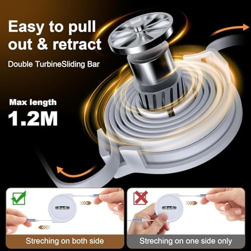 2024 Premium 3-in-1 Retractable Charger for Car – Fast 3 A USB Charging for Apple Watch, i Phone & i Pad – Streamlined White Design for Effortless Portability – Ideal for Travelers & Daily Commuters