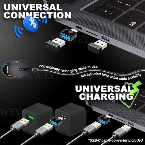 Ultimate Wireless Mouse & Pad Set – Quiet Rechargeable Bluetooth 5.2 & USB 2.4 G Dual Connectivity, 1600 DPI Precision, Compact Design for Laptops & Tablets – Enhance Your Workspace with Seamless Navigation and Productivity