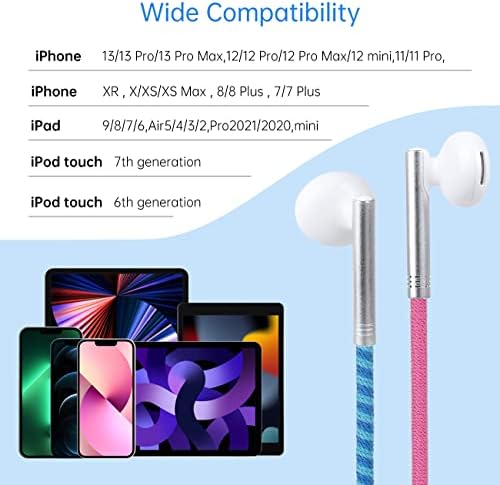 URIZONS Vibrant Nylon Braided Wired Earbuds – Tangle-Free In-Ear Headphones Compatible with i Phone 7, 8, 11-14 – Enhanced Sound Clarity and Comfort for Ultimate Audio Experience