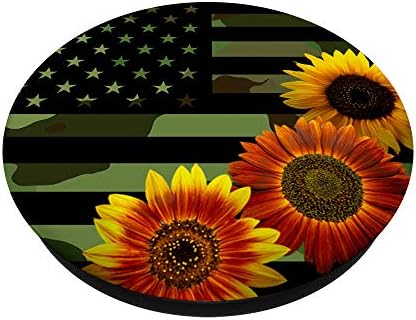 American Flag with Sunflowers Camouflage PopSockets PopGrip: Swappable Grip for Phones & Tablets – Enhanced Compatibility and Speed