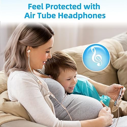ibrain Air Tube Headphones: Premium Gold Wired Earbuds with Microphone for Safe Listening – Advanced Air Tube Technology Reduces EMF Exposure, Crisp Sound Quality, and 3.5 mm Compatibility – Perfect for Music and Calls