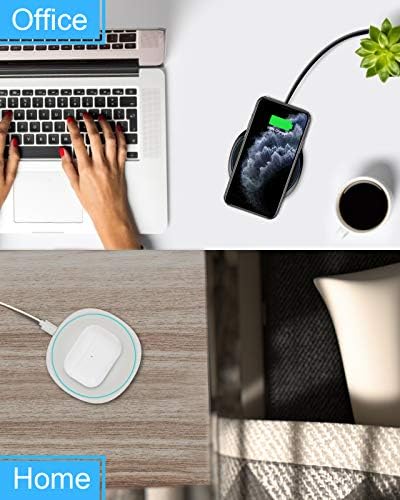 NANAMI Dual Pack Fast Wireless Charger – Qi Certified 10 W Charging Pad for i Phone 15/14/13/12/SE 2020/11 Pro & Samsung Galaxy S25/S24/S23/S22/S21/S20/Note 20 – Effortless Device Compatibility & Enhanced Speed for Air Pods Pro/3/2 – Sleek, Portable Design with Non-Slip Surface for Uninterrupted Charging