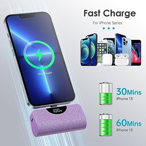 Ultra-Compact 5200 m Ah Power Bank for i Phone – 20 W PD Fast Charging Mini Portable Charger for i Phone 14 Pro Max/14/13/12/11/XR/X/8/7/6/SE – Lightweight Battery Pack with Intelligent Charging Technology for On-the-Go Power
