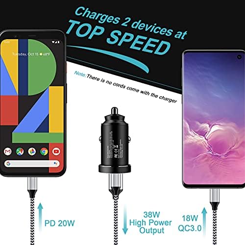Vifigen 38 W Ultra-Fast USB C Car Charger – Dual Port Adaptive Charging for i Phone, Samsung, Google Pixel | Compact & Portable Car Adapter with Advanced Safety Features for Maximum Device Compatibility