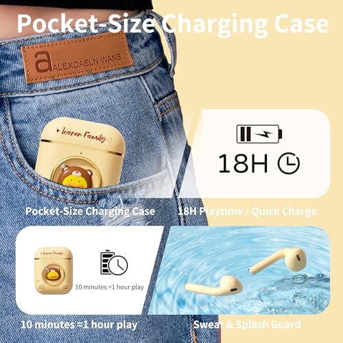 Black Panda Wireless Earbuds – Stylish Bluetooth 5.4 Sports Headphones with IPX4 Waterproof Technology, Perfect for Active Lifestyles, Travel, and School – Ideal for All Ages with Built-in Mic for Hands-Free Calls and Comfort Fit