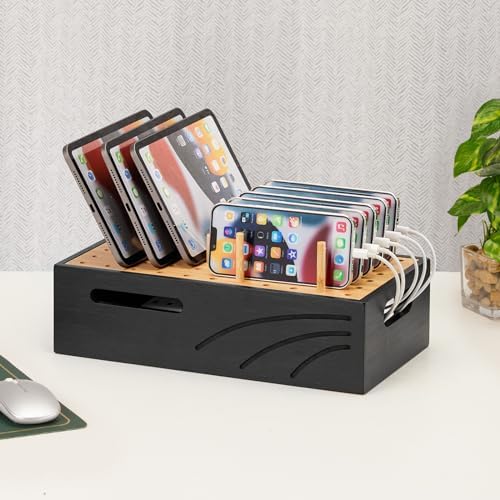 Natural Bamboo Multi-Device Charging Station – Elegant Desk Organizer for Phones, Tablets, and Laptops | Fast Charge & Clutter-Free Solution for Work-from-Home Efficiency | Sustainable & Durable Design for Modern Professionals