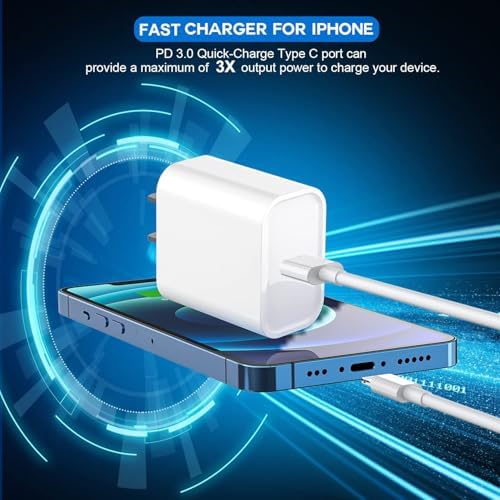 Rapid Charge Bundle: 3-Pack 6 FT USB-C to Lightning Cables for i Phone – Ultra-Fast Charging Compatibility with i Phone 14 Pro Max, 14 Plus, 13, 12 Mini, 11, 10, XS, SE – Durable & Convenient Charging Solution for Home, Office, and Travel