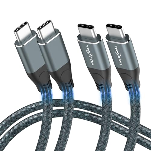 Twozoh 15 FT USB C to USB C 3.2 Gen 2 Cable 20 Gbps Data Transfer & 100 W Fast Charging – 4 K Video Output Dual-Pack for Ultimate Connectivity & Durability