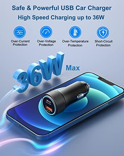 OKRAY Triple Pack 36 W Dual USB C Car Charger – Fast PD3.0 & QC3.0 Charging Adapter with 12 V Compatibility for i Phone 16-12 Pro Max, Samsung Galaxy S25-S24, Pixel 9-8 – Compact & Reliable Power on the Go