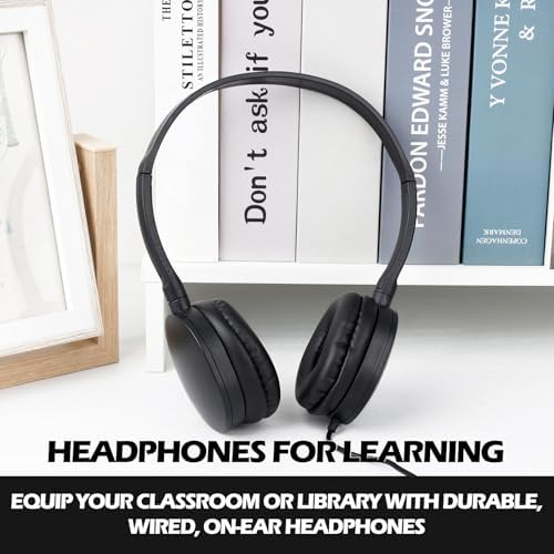 Bulk 20-Pack Adjustable Wired Headphones for Kids – Durable Classroom Earphones with 3.5 mm Jack, Perfect for Schools, Libraries, and Museums – Engaging Mixed Color Design for Enhanced Focus and Learning Engagement