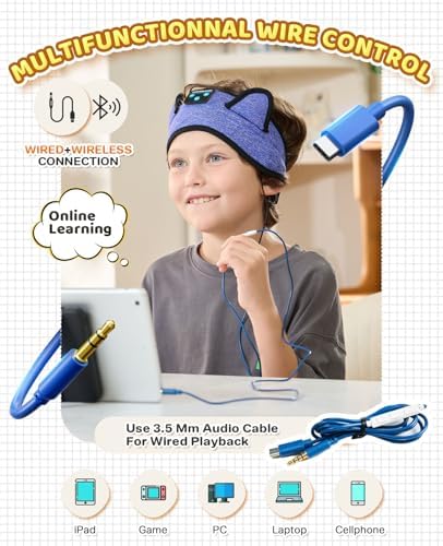 Ultimate Kids Bluetooth Headphones for Safe and Stylish Listening – Versatile Wired Playback Option with Volume Limiting Technology – Durable and Lightweight Design for Travel, School, and Home Use – Adjustable Headband for Customized Comfort – Compatible with Kindle, Tablets, and Cell Phones – Perfect for Boys and Girls