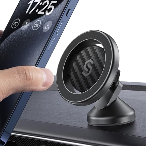 SYNCWIRE 360° Magnetic Car Mount for i Phone & Samsung – Effortless Dashboard Installation with Strong Adhesion – Secure Phone Holder for Safe Navigation and Streaming – Sleek Design for Modern Vehicles – Enhanced Mag Safe Compatibility