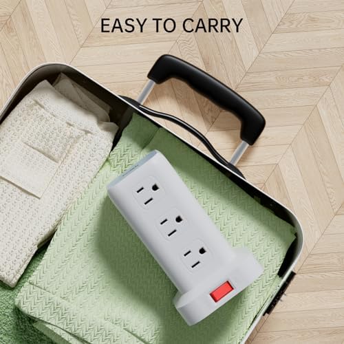 Elevate Your Charging Efficiency with the 12-Outlet Tower Surge Protector Power Strip – 6.5 Feet Extension Cord, 4 USB Ports Including USB-C, Compact Charging Station for Office and Home, Enhanced Surge Protection for Ultimate Device Safety