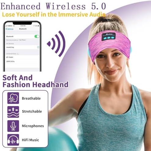 Revolutionary Bluetooth Sleep Headband for Side Sleepers – Ultra-Comfortable Wireless Headphones with Adjustable Fit for Podcast Lovers and Active Lifestyles, Perfect for Restful Nights and Soothing Sounds