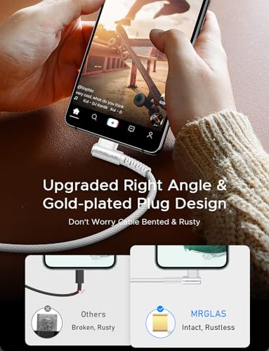 Experience Unmatched Charging Versatility with MRGLAS 4-Pack USB C to USB C Cables – 60 W Fast Charge, Right Angle Design, Perfect for i Phone 16 Pro Max, Samsung S25, and i Pad Pro – Durable Gold-Plated Connectors and Multiple Length Options (10 FT, 6.6 FT, 3.3 FT, 1.6 FT) for Seamless Connectivity and Enhanced Durability – Elevate Your Power Delivery Game with Nylon Braided Cables for Optimal Performance and Reliability