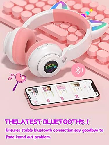 Magical Pink Unicorn Wireless Headphones for Kids – Foldable Over-Ear Design with Built-In Microphone, Volume Limiting for Hearing Safety & Universal Compatibility – Ideal Gift for Unicorn Enthusiasts on Birthdays or Holidays