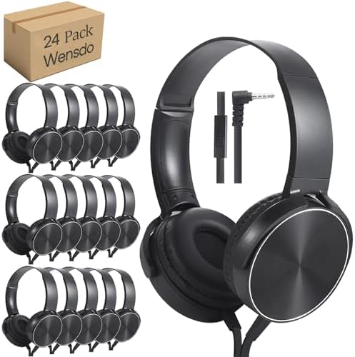 K-12 Classroom Headphones with Microphone – Durable Wired Student Audio Solution for Enhanced Online Learning, Travel & Library Use – Comfortable Fit, Adjustable Design, Superior Sound Quality & Device Compatibility for Kids – 2 Pack