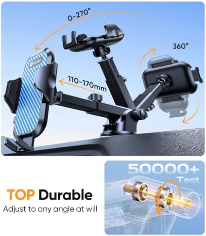 VICSEED Military-Grade Adjustable Phone Holder for Cars – Unmatched 95+ lbs Suction Power for Secure Dashboard, Windshield & Vent Mounting – Universal Compatibility with i Phone & Android – Ultimate Convenience for Safe Driving