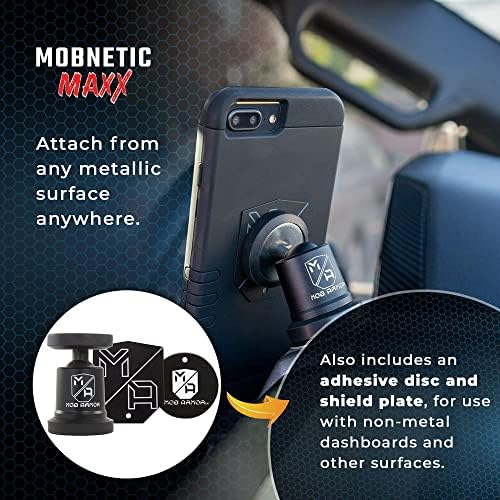 Mob Armor Mob Netic Maxx – Premium USA-Made Magnetic Phone Holder for Cars, Versatile 360° Rotation & 90° Tilt, Durable Aluminum Design, Perfect for i Phone & Android Devices – Enhance Your Driving Safety and Convenience