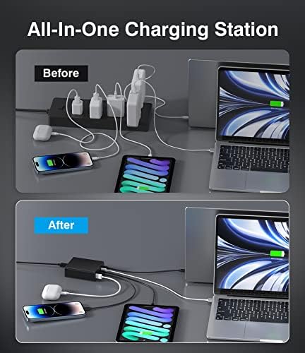 180 W Ga N USB-C Multi-Device Charging Hub – 7-Port Rapid Power Delivery Station for Mac Book Pro, i Pad Pro, i Phone 15/14/13/12, Galaxy S23 & Note 20 – Compact Power Solution for Tech Enthusiasts and Mobile Professionals